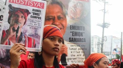 Protestas por el asesinato de ecologistas, el pasado septiembre en Mindanao, Filipinas.