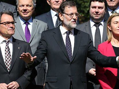 Mas y Rajoy, en la inauguración de la cumbre de Barcelona.