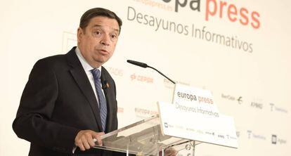 The Minister of Agriculture, Fisheries and Food, Luis Planas, this Monday at the informative breakfast of Europa Press.