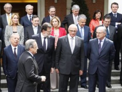 Mariano Rajoy y un grupo de empresarios, entre ellos, Florentino Pérez.