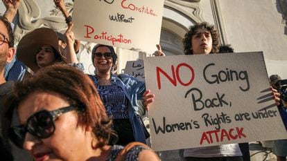 Protesta en defensa de los derechos de la mujer en Túnez, el pasado mes de julio.