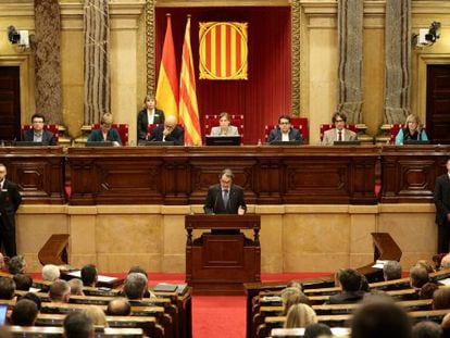 Artur Mas, durant la seva intervenció al Parlament.