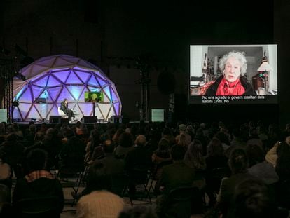 Un momento de la intervención de Margaret Atwood en la Bienal del Pensamiento.