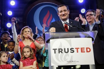 El candidato republicano Ted Cruz, durante su intervención pública en Texas