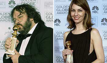 Peter Jackson besa el Globo de Oro al mejor director por <i>El retorno del rey</i> (izquierda) y Sofia Coppola con su premio a la mejor comedia por <i>Lost in translation</i>.