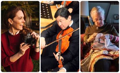 La duquesa de Cambridge, Kate Middleton; Naruhito de Japón y la reina Margarita de Dinamarca.
