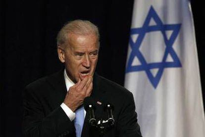 El vicepresidente de EE UU, Joe Biden, durante su discurso ante la Universidad de Tel Aviv