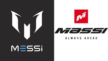 A la izquierda, la marca del jugador argentino Messi, y a la derecha, la de la empresa de textil y bicicletas Massi.