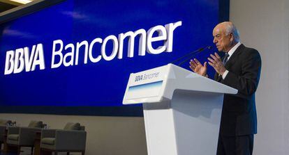 Francisco Gonz&aacute;lez, durante su intervenci&oacute;n en la reuni&oacute;n de consejeros de Bancomer
