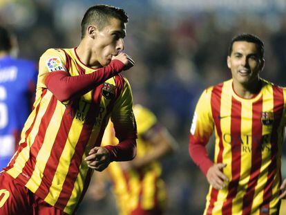 Tello celebra un gol con el Barcelona. 