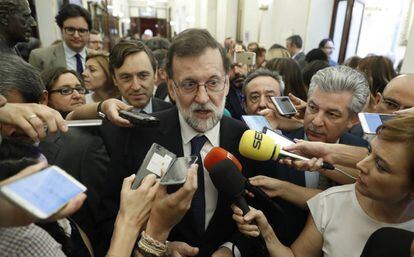 El presidente del Gobierno, Mariano Rajoy, tras la votaci&oacute;n de la moci&oacute;n de censura.