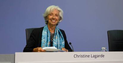 Christine Lagarde, presidenta del BCE, el jueves en Fráncfort.
