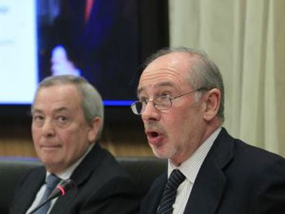 El presidente de Bankia, Rodrigo Rato, y el exministro Carlos Solchaga.