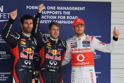 Vettel, Webber y Button, tras la 'pole'