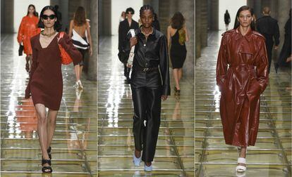 Modelos del desfile de Bottega en la semana de la moda de Milán.