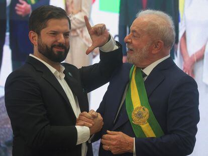 El presidente de Chile, Gabriel Boric, el pasado 1 de enero durante la toma de posesión de Lula en Brasilia.