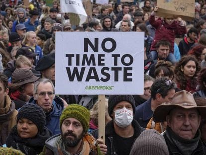 Manifestación en Bruselas en domingo contra el cambio climático. 