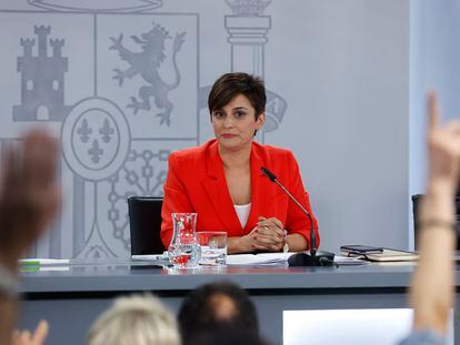 Isabel Rodríguez, tras el Consejo de Ministros del pasado día 12.