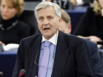 Jean-Claude Trichet, presidente del Banco Central Europeo, durante su intervención en el Parlamento Europeo