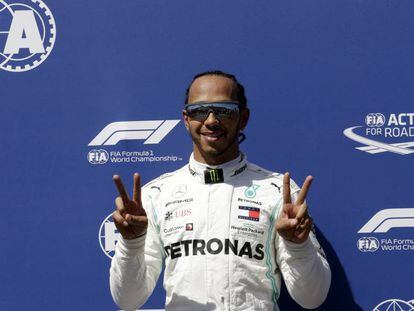 Lewis Hamilton, tras lograr la pole en Francia.