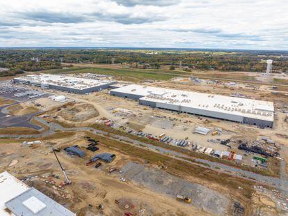 Obras de construcción de la fábrica de baterías de Toyota en Liberty (Carolina del Norte, Estados Unidos), en una imagen facilitada por la empresa.