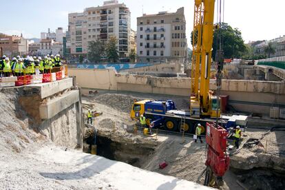 Obras del metro de Málaga en 2017.