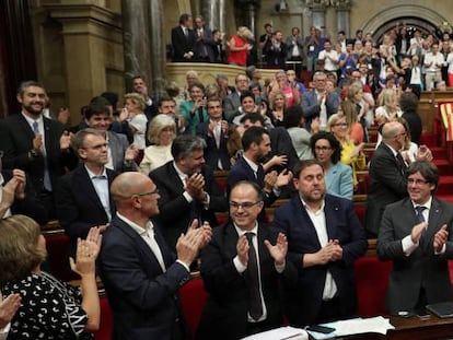 El Parlamento catalán tras la votación del referéndum.