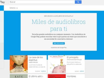 Nueva secci&oacute;n de audiolibros de Google.