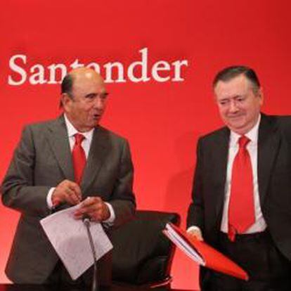 Emilio Botín, presidente del Grupo Santander, con Alfredo Sáenz, consejero delegado