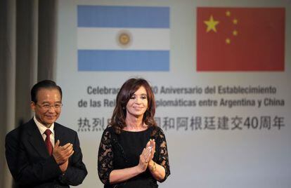 Hu Jintao junto a Cristina Fern&aacute;ndez de Kirchner en su reciente visita a Argentina