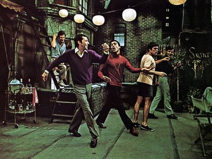 Los actores de la versión cinematográfica de 'Los chicos de la banda' (1970): Frederick Combs, Kenneth Nelson, Reuben Greene, Cliff Gorman y Keith Prentice.