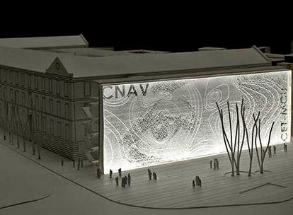 Maqueta del futuro Centro Nacional de Artes Audiovisuales, en Madrid, de los arquitectos Nieto y Sobejano.
