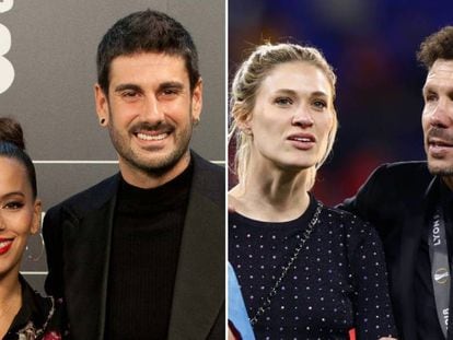 A la izquierda, Ramón Melendi y Julia Nakamatsu; a la derecha, Diego Pablo Simeone y Carla Pereyra.