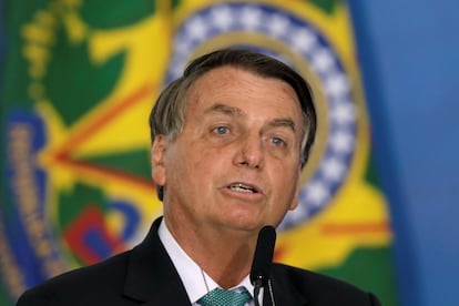 El presidente de Brasil, Jair Bolsonaro, este martes en el Palacio del Planalto en Brasilia, Brasil.