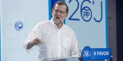 Mariano Rajoy, en un acto del PP en Murcia, el pasado s&aacute;bado. 