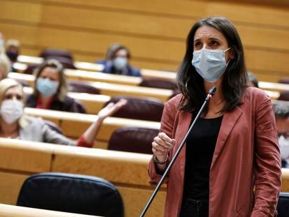 La ministra de Igualdad, Irene Montero, interviene la semana pasada en el Senado.