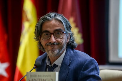 El periodista y escritor Jesús Bastante durante la presentación de su libro, el 13 de julio, en Madrid.