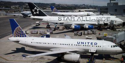 Aviones de la compa&ntilde;&iacute;a United en el aeropuerto de San Francisco