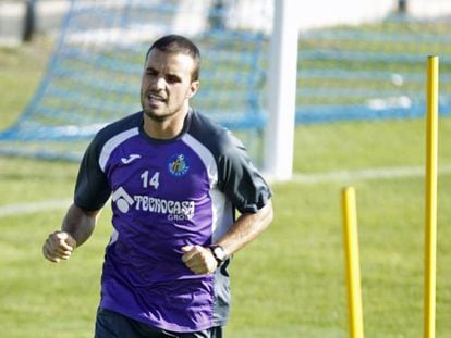 Pedro León, en un entrenamiento del Getafe el pasado viernes.