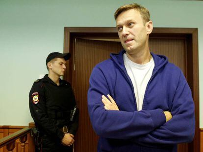 Alex&eacute;i Navalny en una de las vistas judiciales por sus condenas en Rusia, el pasado 6 de octubre en Mosc&uacute;. 