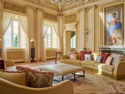 Sala de estar de la 'suite' Bellini, una de las más lujosas del Hotel Passalacqua. El compositor italiano Vincenzo Bellini residió aquí entre 1829 y 1833.