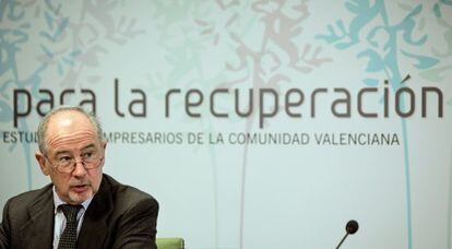 Rodrigo Rato, durante una conferencia en Valencia el 25 de mayo.