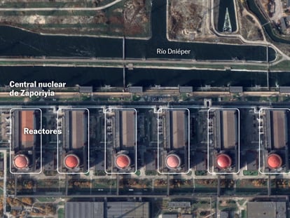 La central nuclear de Zaporiyia tiene seis reactores operativos que producen una quinta parte de la energía del país.