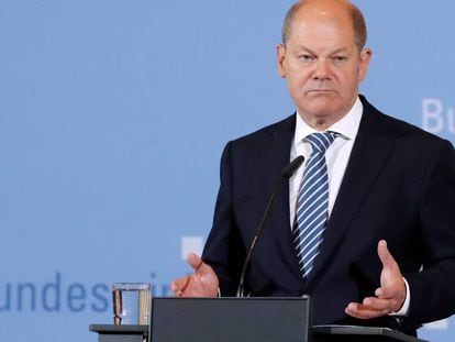El ministro alemán de Finanzas, Olaf Scholz, en una conferencia de prensa en Berlin.