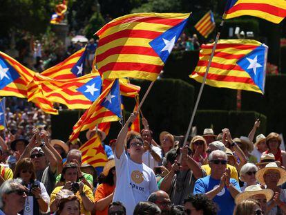 Una manifestaci&oacute;n a favor de la independencia de Catalu&ntilde;a. 