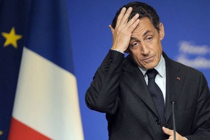 Nicolas Sarkozy en el acto donde tuvo el lapsus