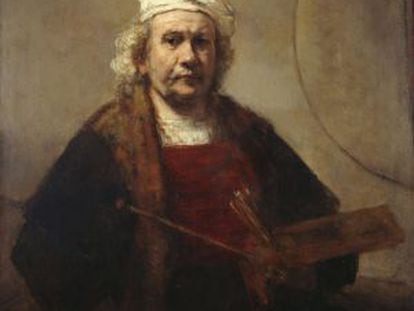 'Autorretrato con dos círculos' (1665-1669) de Rembrandt, en el Rijksmuseum.