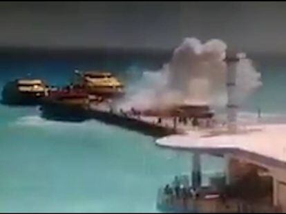 Explosión al interior de un ferry en Playa del Carmen el pasado 21 de febrero.
