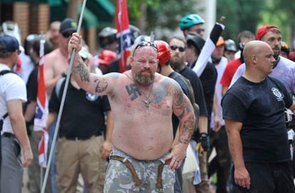 Concentración de supremacistas blancos en Charlottesville en 2017.