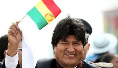 Morales a la llegada del papa Francisco a Bolivia el 9 de julio.